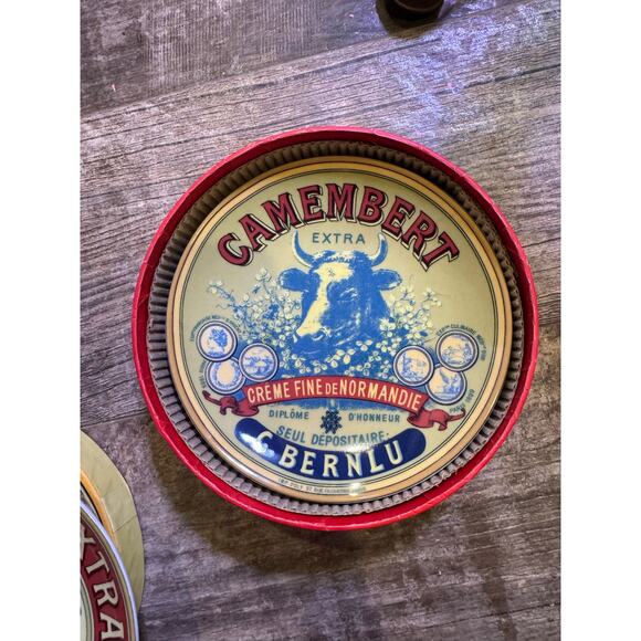 Set of 4 Camembert Extra-Fin G Mecaut Paris Cheese Label Plates 2004 - Picture 5 of 6